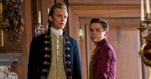 Freddie Dennis as Reynolds (left) and Sam Clemmett as Young Brimsley (right) in 'Queen Charlotte: A Bridgerton Story'. (Nick Wall/Netflix)