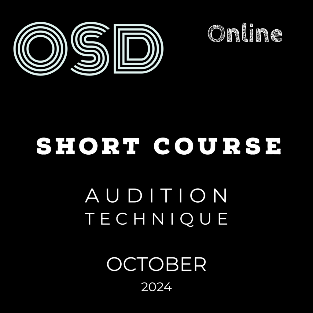 Image with text saying 'short course audition technique course October 2024'